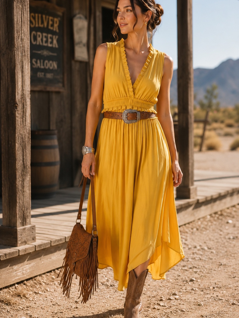 Anthropologie Maeve La Habana Dress M Yellow Ruffle Sleeveless Euro Summer Boho - Picture 3 of 11